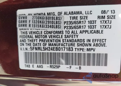 2014 Honda Odyssey Lx from USA, damaged, VIN 5FNRL5H24EB017183